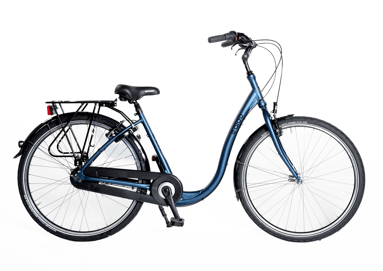 Aldo Comfort 28" 3v — Bicicleta urbana de cuadro bajo, azul