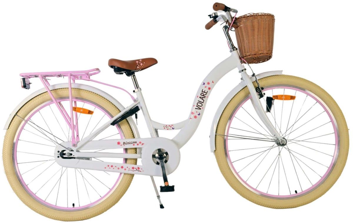 Volare Blossom 26" — Bicicleta infantil para niña, blanco