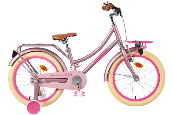 Volare Excellent 18" — Bicicleta infantil para niña, rosa mate